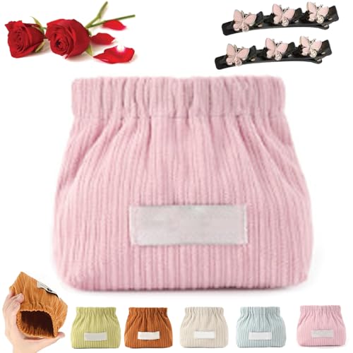 Donubiiu Shrapnel Portable Pouch, Corduroy Popper Organizer-Corduroy Elastic Hair Tie Organizer, Popper Organizer for Purse, Corduroy Elastic Pouch, Corduroy Pouch Storage Bag (pink) von Donubiiu