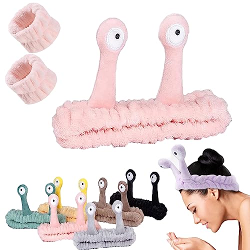 Donubiiu Snail Makeup Headband, Snail Headband, Snail Skincare Headband, Snail Headband for Washing Face, Snail Eyes Makeup Headband for Girls Women (Pink) von Donubiiu