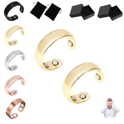 Donubiiu Sömni Ring,Sömni Ring Damen Wechseljahre Original,Natürlich Einstellbar Sömni Magnetring für Männer und Frauen Entspannung, Schlafhilfe Müdigkeitsreduktion (1PC,Gold) von Donubiiu