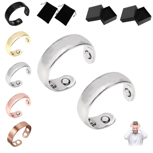 Donubiiu Sömni Ring,Sömni Ring Damen Wechseljahre Original,Natürlich Einstellbar Sömni Magnetring für Männer und Frauen Entspannung, Schlafhilfe Müdigkeitsreduktion (1PC,Silber) von Donubiiu