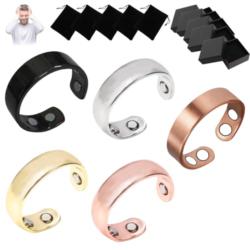 Donubiiu Sömni Ring,Sömni Ring Damen Wechseljahre Original,Natürlich Einstellbar Sömni Magnetring für Männer und Frauen Entspannung, Schlafhilfe Müdigkeitsreduktion (5PCS,Mehrfarbig) von Donubiiu