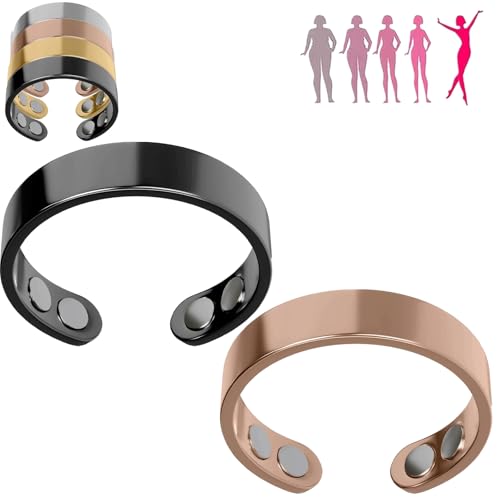 Donubiiu Sömni Ring Damen Wechseljahre, Wechseljahre Ring Magnetringe Damen,Reduziert Stress& Angstgefühle Verbessert dieSchlafqualität (Rosé+Schwarz) von Donubiiu