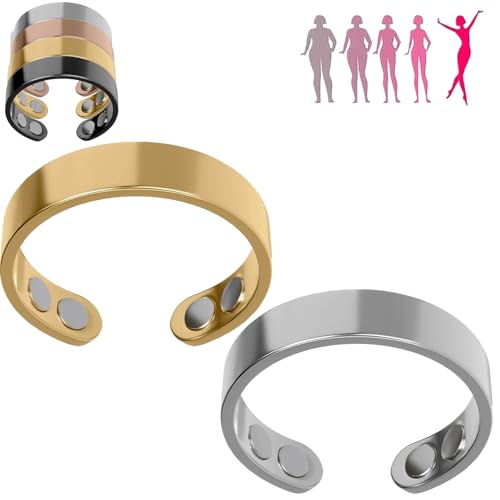 Donubiiu Sömni Ring Damen Wechseljahre, Wechseljahre Ring Magnetringe Damen,Reduziert Stress& Angstgefühle Verbessert dieSchlafqualität (Silber+Gold) von Donubiiu