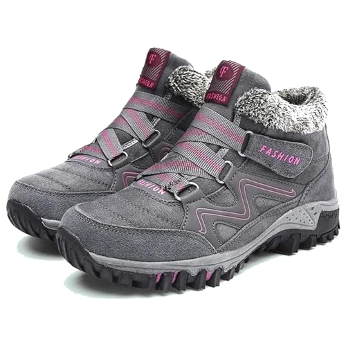 Donubiiu Solvema Orthopädische Winterschuhe, Schneefeste Schuhe Mit Herausnehmbarer Sohle, Winterschuhe Herren Damen Warm Gefütterte (Grau Rosa,40) von Donubiiu