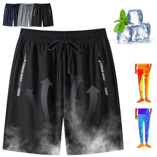 Donubiiu Unisex Super-Stretch-Schnelltrocknende Shorts,2025 Neu Quick Dry Shorts Mens Ice Silk (Black,XL) von Donubiiu