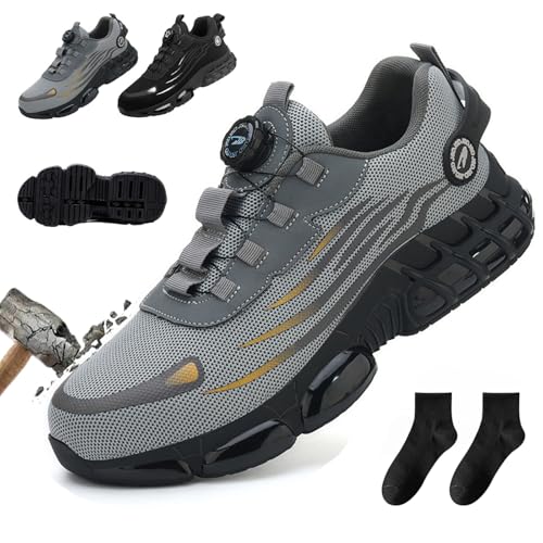 Donubiiu Vanolo SteelStep Ortho,Vanolo Steelstep Ortho S3 Pro,Anti-Smash Und Anti-Punktur OrthopäDische Sicherheitsschuhe Mit KnopfschnüRung, Leichte Atmungsaktive rutschfest,35-48EU (48,Grau) von Donubiiu