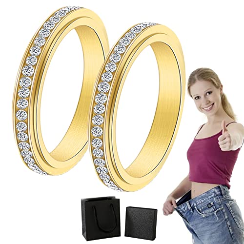 Donubiiu Vikanda Thermogenic Moissanite Spinner Ring, Vikanda Thermogener Moissanit Spinner Ring, Vikanda Spinner Ring, Stainless Steel Rings for Women Men (2 Gold,7) von Donubiiu