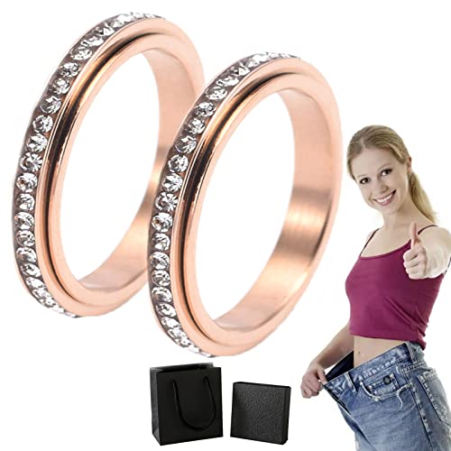 Donubiiu Vikanda Thermogenic Moissanite Spinner Ring, Vikanda Thermogener Moissanit Spinner Ring, Vikanda Spinner Ring, Stainless Steel Rings for Women Men (2 Rose Gold,10) von Donubiiu