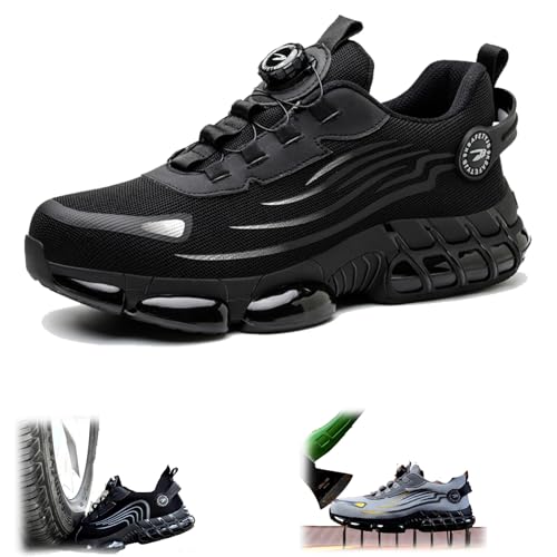 Donubiiu Werkstein S3 Pro, Werkstein S3 Pro Arbeitsschuhe Clickers, Anti-Smash Und Anti-Punktur Sicherheitsschuhe Herren Mit KnopfschnüRung, Leichte (Schwarz,46) von Donubiiu