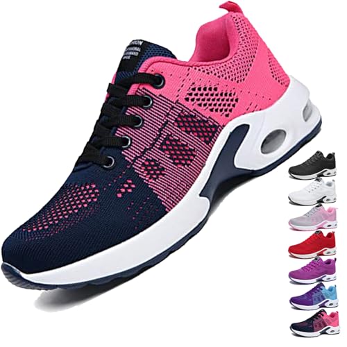 Donubiiu Wolff orthopädische Schuhe Damen,Women's Running Shoes,Air Breathable Trainers Lace Up Lightweight Shockproof Outdoor Athletic Trainers for Gym Walking Jogging Running (Rosa/Blau,37) von Donubiiu