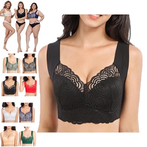 Donubiiu Zenovana | Komfortabler & Stützender Push-Up-BH,Comfit BHS,Comfit Underwear,Comfit ORIGINAL BHS für Große Brüste (pures Schwarz,4XL) von Donubiiu