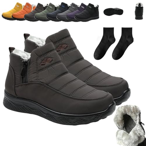 Dritnow Women's Insulated Snow Boots,2026 New Dritnow Shoes, Waterproof, Non-Slip & Fur Lined Comfortable Warm Winter Shoes forMature Women (Braun,35) von Donubiiu