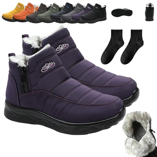 Dritnow Women's Insulated Snow Boots,2026 New Dritnow Shoes, Waterproof, Non-Slip & Fur Lined Comfortable Warm Winter Shoes forMature Women (Lila,36) von Donubiiu
