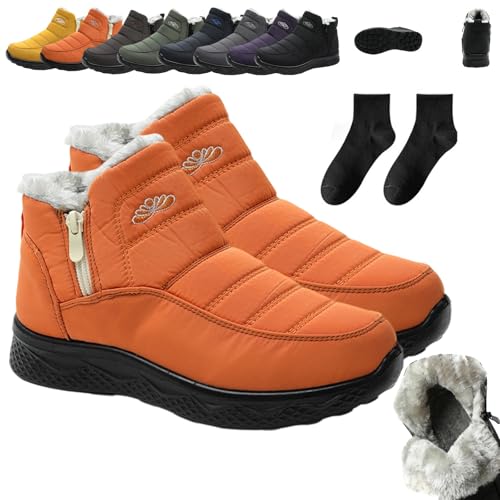 Dritnow Women's Insulated Snow Boots,2026 New Dritnow Shoes, Waterproof, Non-Slip & Fur Lined Comfortable Warm Winter Shoes forMature Women (Orange,36) von Donubiiu