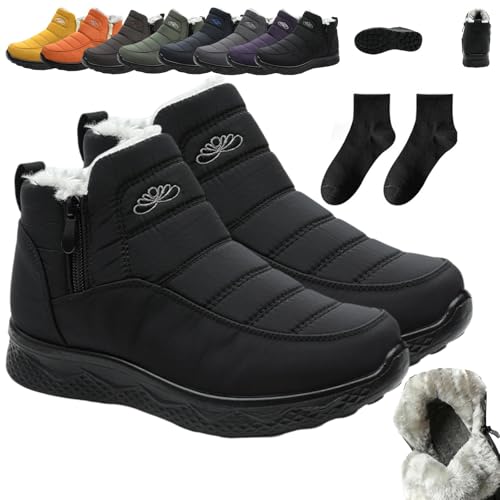 Dritnow Women's Insulated Snow Boots,2026 New Dritnow Shoes, Waterproof, Non-Slip & Fur Lined Comfortable Warm Winter Shoes forMature Women (Schwarz,42) von Donubiiu
