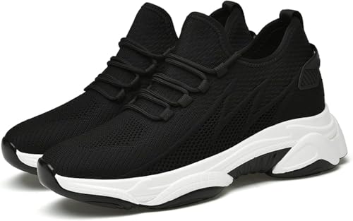 Elevate Shoes Herren 10 cm, Unsichtbare Höhenerhöhung Mesh Sneaker Erhöhung Sportschuhe Joggingschuhe Walkingschuhe (Schwarz,46) von Donubiiu