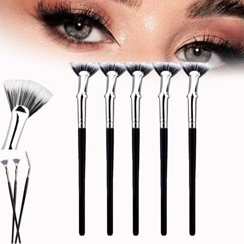 Folding Angle Scalloped Lash Brush, 2024 New Mascara Brush Eyelash Comb Separator for Upper Lower Eye Lash,Lengthened Fan Shaped Lashfan Mascara Fan Brush Makeup Tool (5Pcs) von Donubiiu