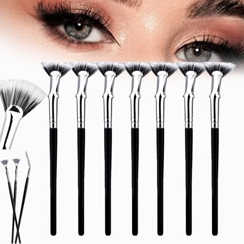 Folding Angle Scalloped Lash Brush, 2024 New Mascara Brush Eyelash Comb Separator for Upper Lower Eye Lash,Lengthened Fan Shaped Lashfan Mascara Fan Brush Makeup Tool (7Pcs) von Donubiiu