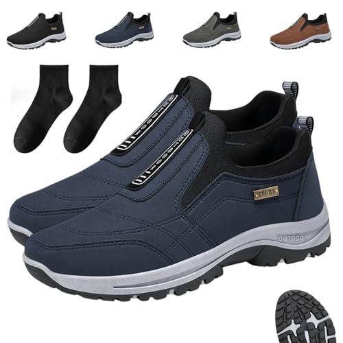 OrthoMotion - Ergonomischer Schuh zur Schmerzlinderung - Unisex,Lightweight Men's Non-Slip Trainers, Comfortable Leather Trainers for Outdoor Fitness and Everyday Use,39-45EU (Blau,43) von Donubiiu