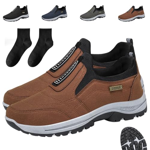 OrthoMotion - Ergonomischer Schuh zur Schmerzlinderung - Unisex,Lightweight Men's Non-Slip Trainers, Comfortable Leather Trainers for Outdoor Fitness and Everyday Use,39-45EU (Braun,44) von Donubiiu