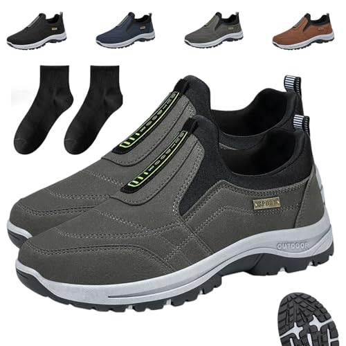 OrthoMotion - Ergonomischer Schuh zur Schmerzlinderung - Unisex,Lightweight Men's Non-Slip Trainers, Comfortable Leather Trainers for Outdoor Fitness and Everyday Use,39-45EU (Grau,39) von Donubiiu