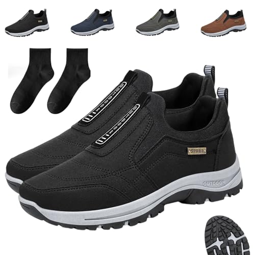 OrthoMotion - Ergonomischer Schuh zur Schmerzlinderung - Unisex,Lightweight Men's Non-Slip Trainers, Comfortable Leather Trainers for Outdoor Fitness and Everyday Use,39-45EU (Schwarz,43) von Donubiiu