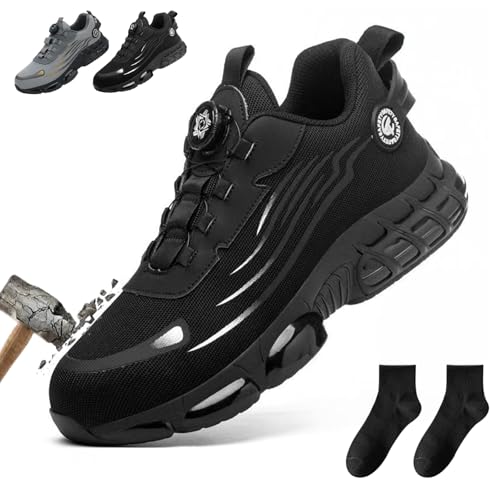 Vanolo Steelstep Ortho, Sicherheitsschuhe Arbeitsschuhe Herren S3,Anti-Smashing Leicht Sportlich Atmungsaktiv Selbsthemmend für rutschfeste Sicherheitsschuhe mit Stahlkappe 35-48 EU (37,Schwarz) von Donubiiu