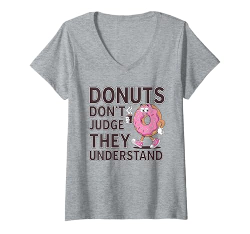 Damen Donut Lover Lustige Kaffeestimmung - Junk Food Stressabbau T-Shirt mit V-Ausschnitt Damen Donut Lover Lustige Kaffeestimmung - Junk Food Stressabbau T-Shirt mit V-Ausschnitt von Donut Diet & Caffeinated Vibes