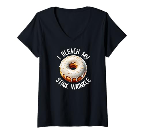 Damen Lustiger Donut mit Aufschrift I Bleach My Stink Wrinkle T-Shirt mit V-Ausschnitt Damen Lustiger Donut mit Aufschrift I Bleach My Stink Wrinkle T-Shirt mit V-Ausschnitt von Donut I Bleach My Stink Wrinkle Adult Humor