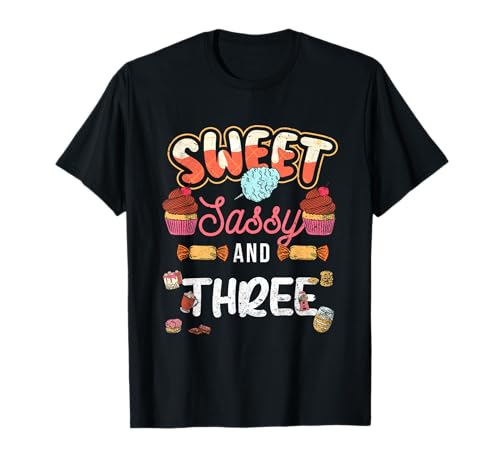 Sweet Sassy and Three Birthday Shirt für Mädchen ab 3 Jahren T-Shirt von Donut Lovers Birthday Girls Sweet Ice Cream