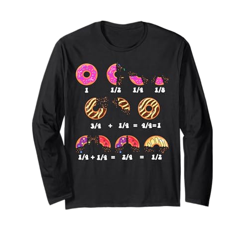 Mathe-Tag Kostüm Idee Kinder Lehrer Donut Bruch Mathematik Langarmshirt von Donut Math Fractions for Math Teachers Funny Math