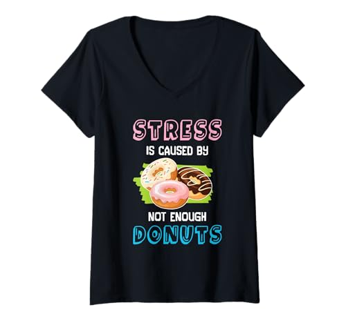 Damen Donut Stress Lustiges Motivation Schule Lehrer Shirt T-Shirt mit V-Ausschnitt Damen Donut Stress Lustiges Motivation Schule Lehrer Shirt T-Shirt mit V-Ausschnitt von Donut Stress Food Humor Teacher Student