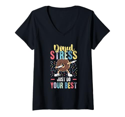 Damen Donut Stress Lustiges Motivation Schule Lehrer Shirt T-Shirt mit V-Ausschnitt Damen Donut Stress Lustiges Motivation Schule Lehrer Shirt T-Shirt mit V-Ausschnitt von Donut Stress Lustiges Schule Lehrer Geschenk