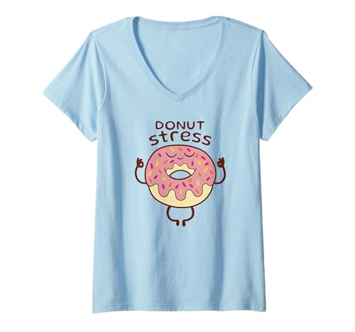 Damen Donut Stress - Lustiger Donut-Liebhaber T-Shirt mit V-Ausschnitt von Donut Stress