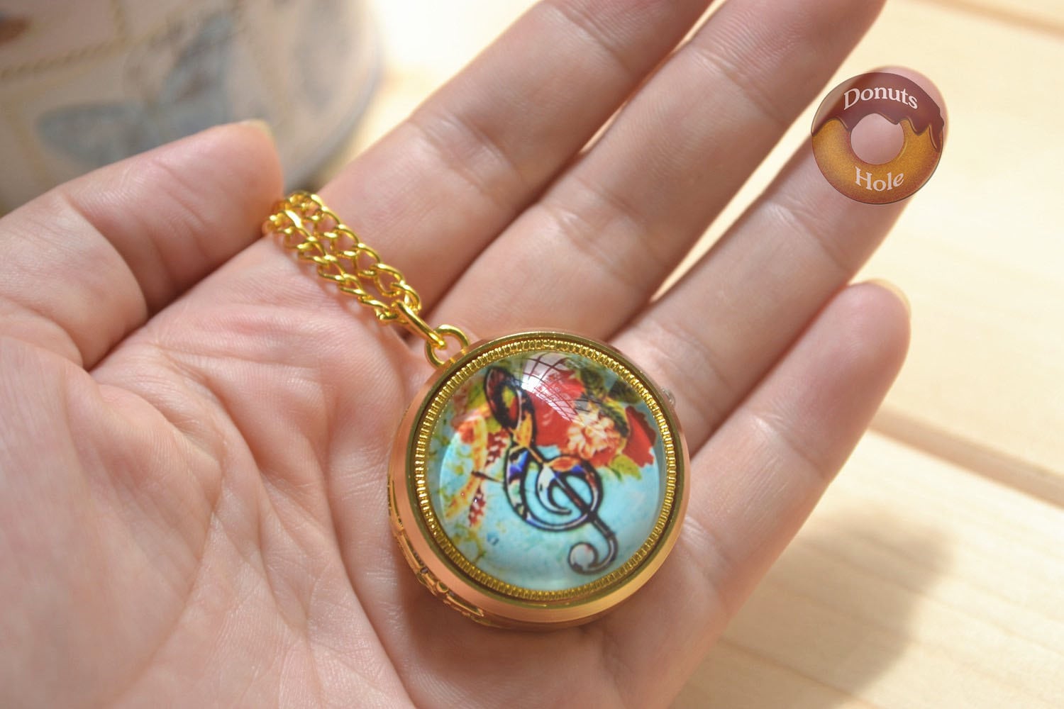Noten Taschenuhr, Musik Schmuck, Musik-Liebhaber-Geschenk, Floral Drehbare Uhr Halskette, Geschenk , Hochzeit Schmuck Jubiläumsgeschenk von DonutsHole