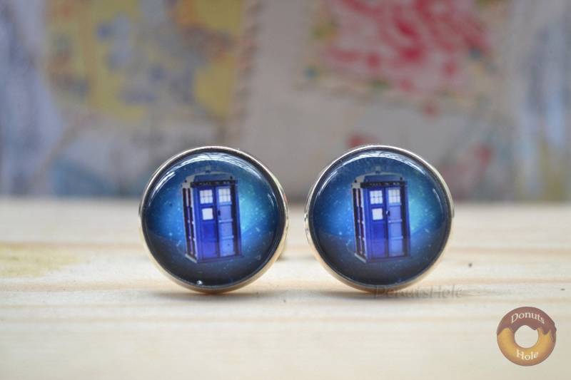 Tardis Manschettenknöpfe, Doctor Who Polizei Box Personalisierte Foto Cabochon von DonutsHole