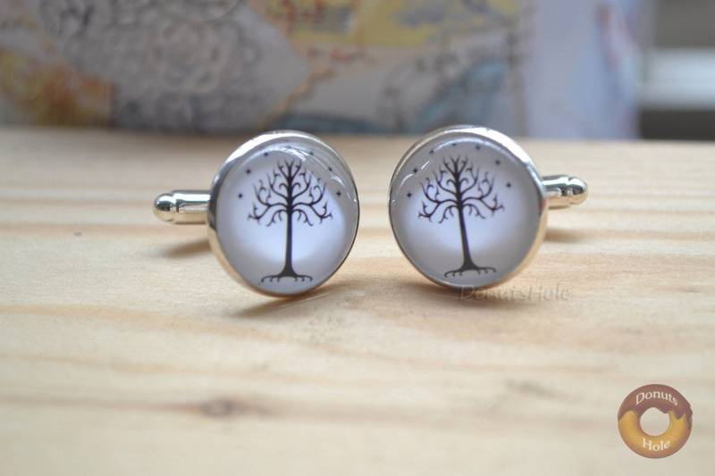 Weißer Baum Von Gondor Manschettenknöpfe, Weißer Manschettenknöpfe, Lebensbaum Manschettenknöpfe, Baum Schmuck, Hochzeitsgeschenk von DonutsHole