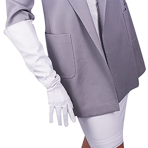 DooWay 50,8 cm lange Handschuhe aus Kunstleder mit breiten Ärmeln für Cosplay, Kleid, Finger, Ellenbogen, Oper, Club, Party, Weiß, Medium von DooWay