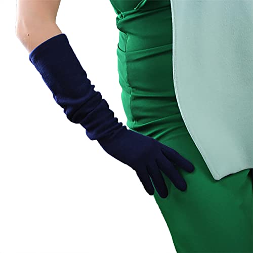 DooWay Damen Lange Wollhandschuhe Kaschmir Winter Warme Handschuhe für Abend Kaltes Wetter Dunkelblau 50cm, dunkelblau, 85 von DooWay