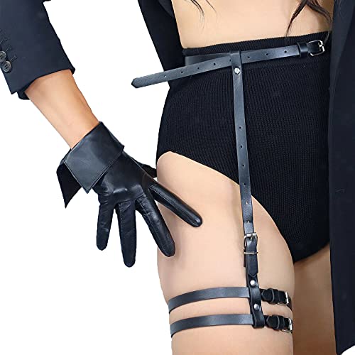 DooWay Damen Mode Echtleder Handschuhe Touchscreen Handgelenk Umklappbare Manschette importiert Lammfell Leder Kostüm Party Winter Warm Fahren Handschuhe, Schwarze Manschette, Medium von DooWay