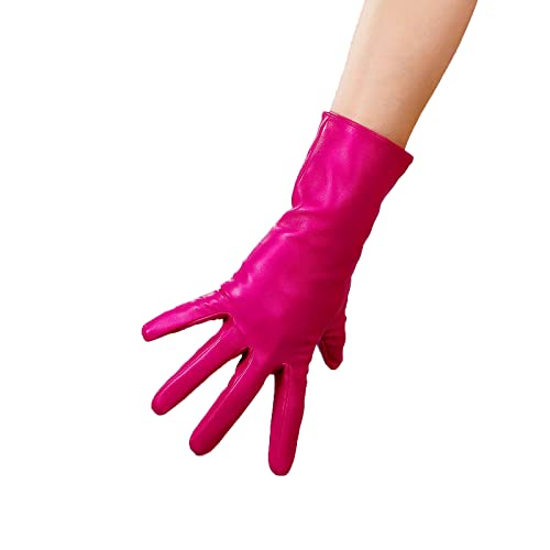 DooWay Damen Mode Kleid Lederhandschuhe Kunstleder Abendkostüm Rose 28cm, Rose, 28 cm, 85 von DooWay