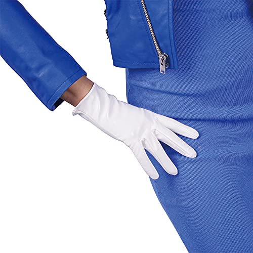 DooWay Kurze Lederhandschuhe für Damen, Kunstleder, glänzend, Weiß, 21 cm von DooWay