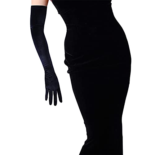 DooWay Modische lange schwarze Samt-Handschuhe für Damen, Touchscreen-dehnbar, für Kostüme, Opernhandschuhe, 60 cm von DooWay