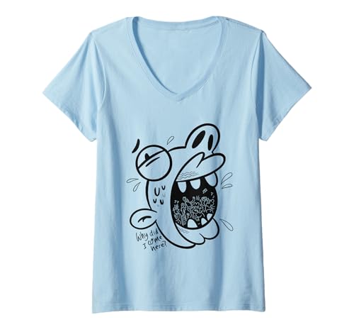 Damen Why Did I Come Here? - Social Anxiety Phobia Doodle T-Shirt mit V-Ausschnitt von Doodle Fears Art