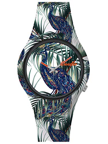 Doodle Watch Armbanduhr Wild Mood Tattoouhr Pfau Weiß DO39006 von doodle