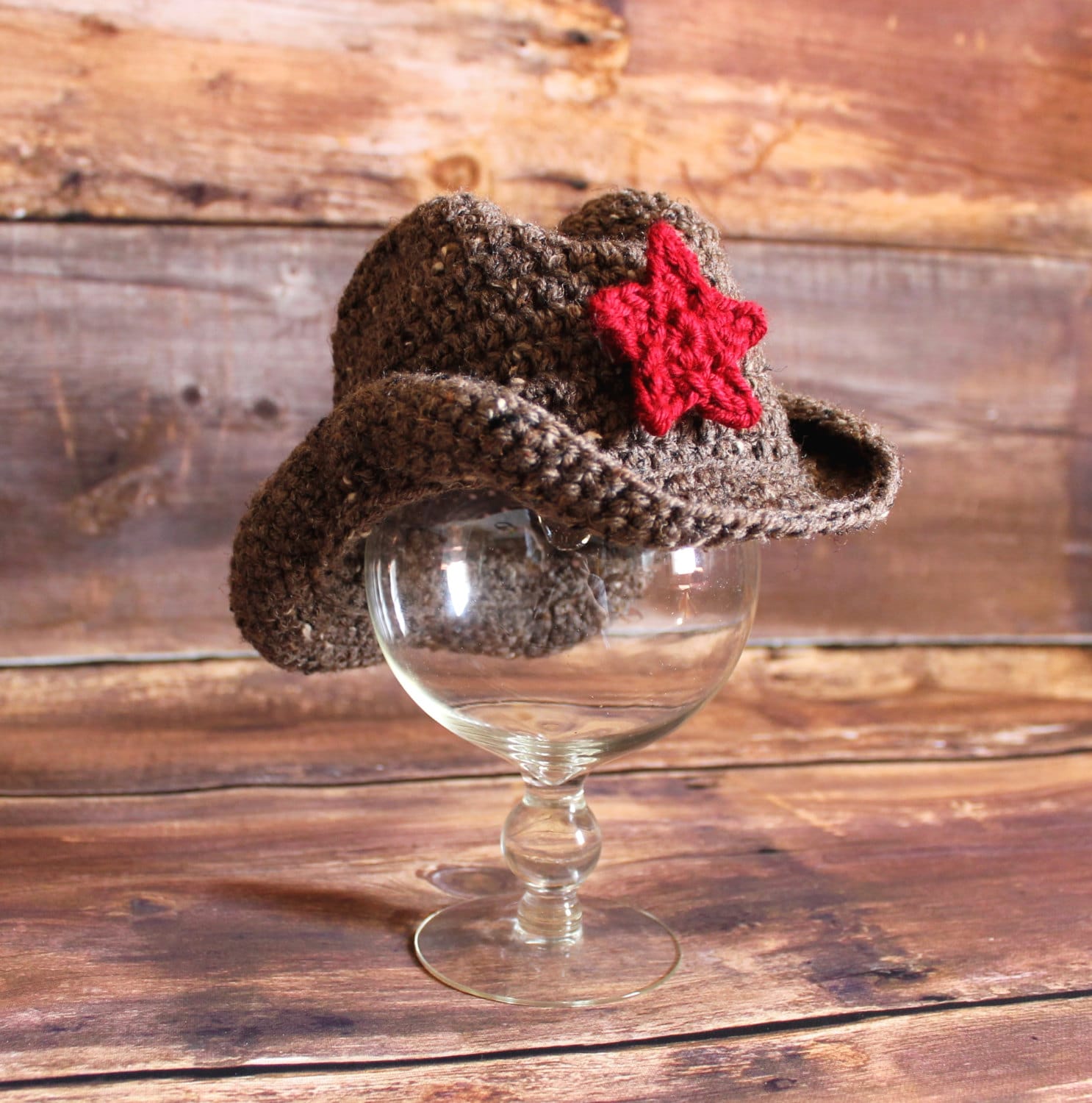 Cowboyhut - Cowgirlhut Mit Abnehmbarem Stern Gestrickt Crochet Cowboy Baby Kind Kleinkind Säugling Neugeborene Tan Braun Schwarz Grau von DoodlebugsDrumsticks