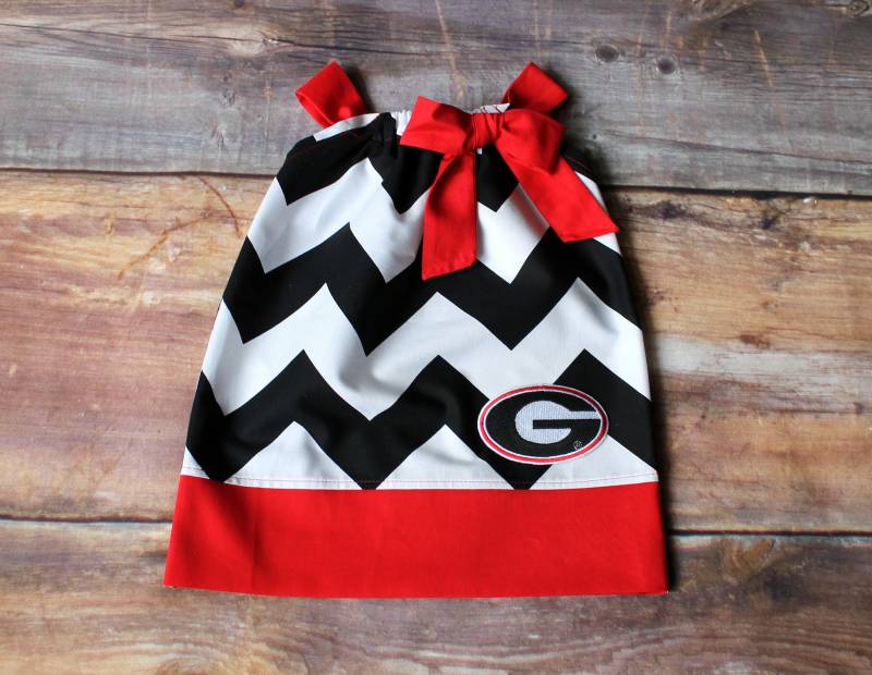 Georgia Bulldogs Kleid - Neugeborenen Baby Kleinkind Kind Mädchen Kissenbezug Säugling Dawgs Outfit Fußball Schwarz Rot von DoodlebugsDrumsticks