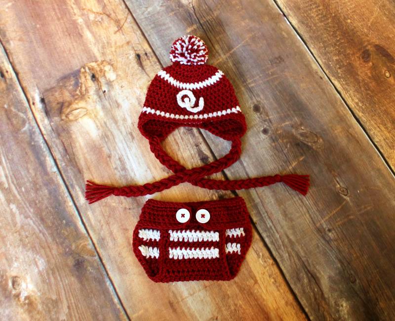 Oklahoma Cholers Hut Und Windel Cover Outfit - Neugeborene Baby Kleinkind Kind Strickmütze von DoodlebugsDrumsticks