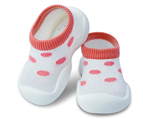 Dookeh Krabbelschuhe Baby, Lauflernschuhe Kinder, Rutschfeste Hüttenschuhe Sockenschuhe für Mädchen Junge (A1-Rosa Leopard, EU Schuhgrößensystem, Baby, Alter (von/bis), M, 18 Monate, 24 Monate) von Dookeh