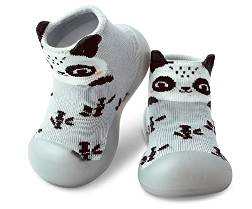Dookeh Krabbelschuhe Baby, Lauflernschuhe Kinder, rutschfeste Hüttenschuhe Sockenschuhe für Mädchen Junge (A2-Grau, EU Schuhgrößensystem, Kleinkind, Alter (von/bis), M, 6 Monate, 9 Monate) von Dookeh